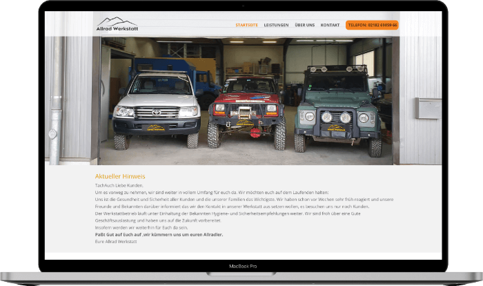 Allrad Werkstatt Website